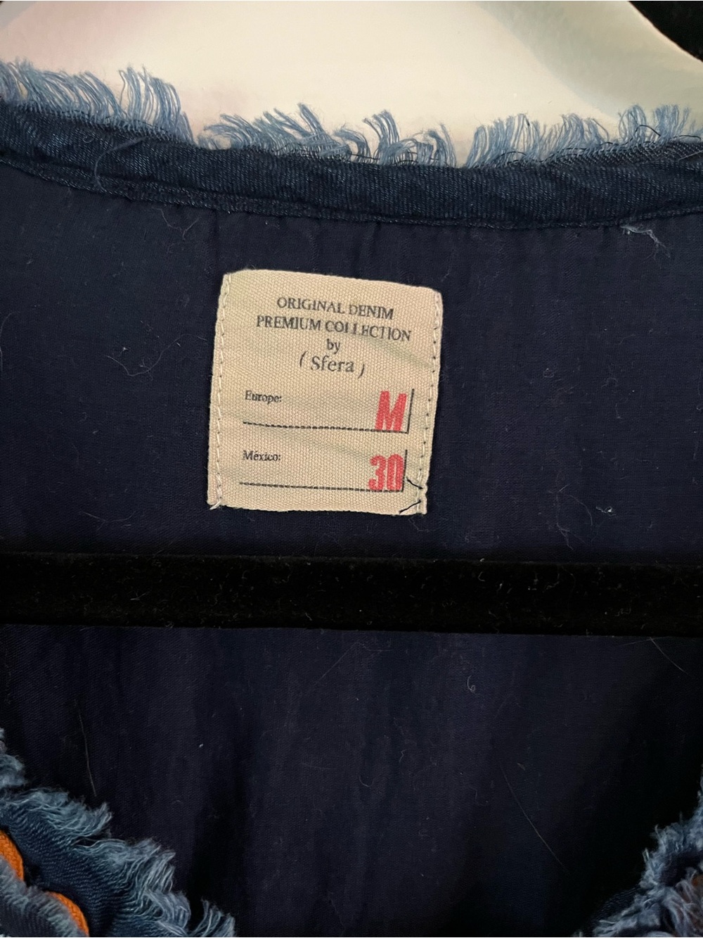 SFERRA Navy Boho Top with Orange Accents - Picture 3 of 5